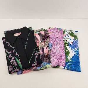 Vintage Tyebs Ladies Loud Pattern Polyester Polo Shirts x 4 Size 12 (Asian)